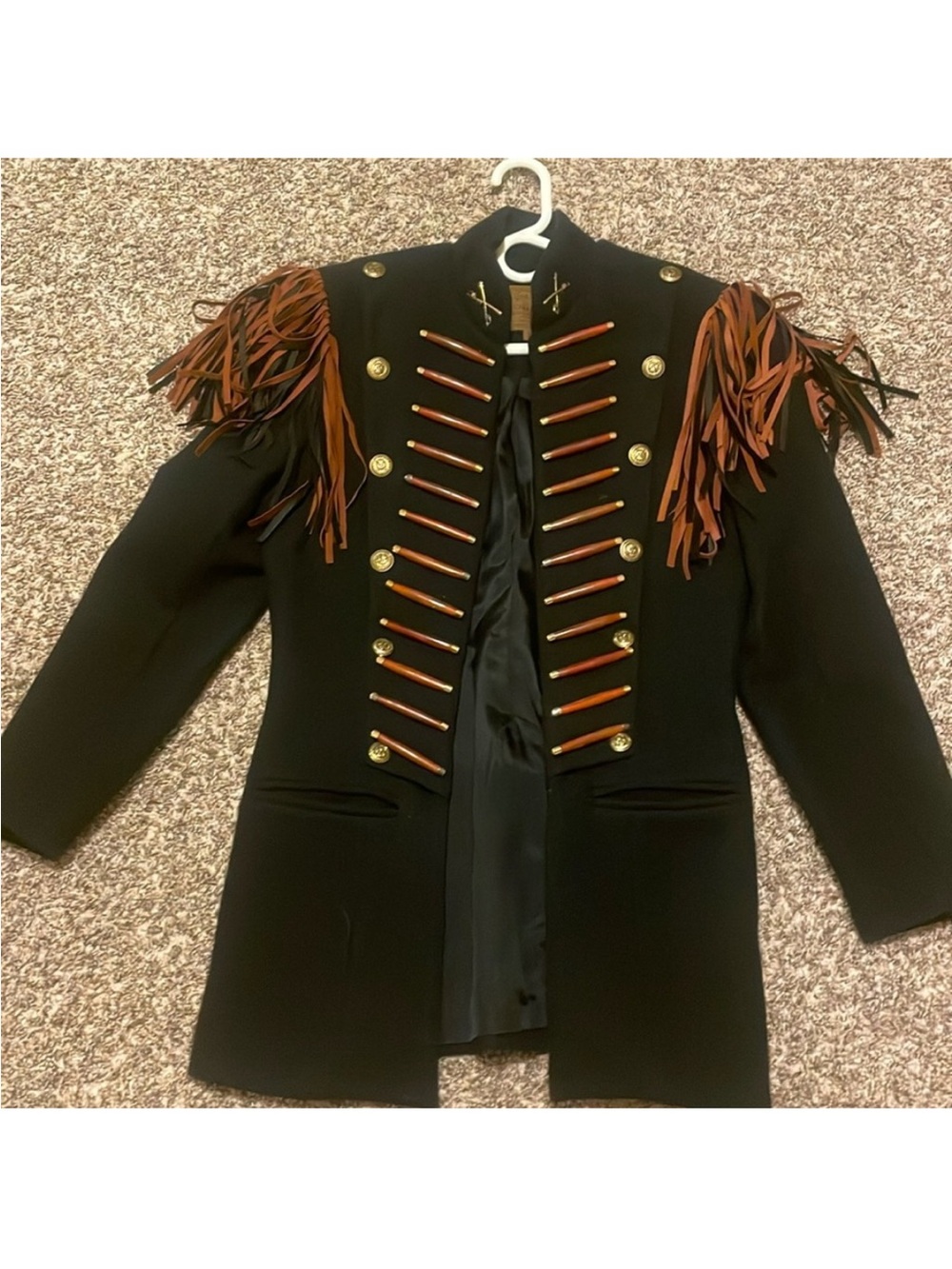 Double D Ranch Black Blazer with Brown Fringe Epaulettes
